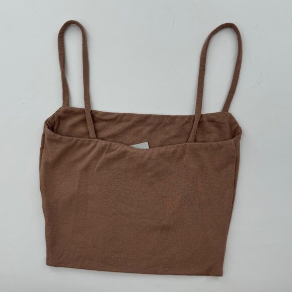NWT - Naked Wardrobe Brown Spaghetti Strap Crop Top XS Viscose/Spandex - Picture 3 of 7
